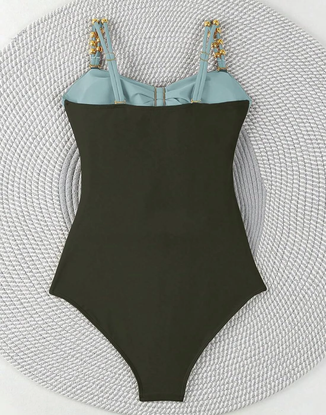 SherryDC Women's Cutout One Piece Swimsuit Bandeau Ruched Color Block High Waisted Bathing Suit with Removable Straps