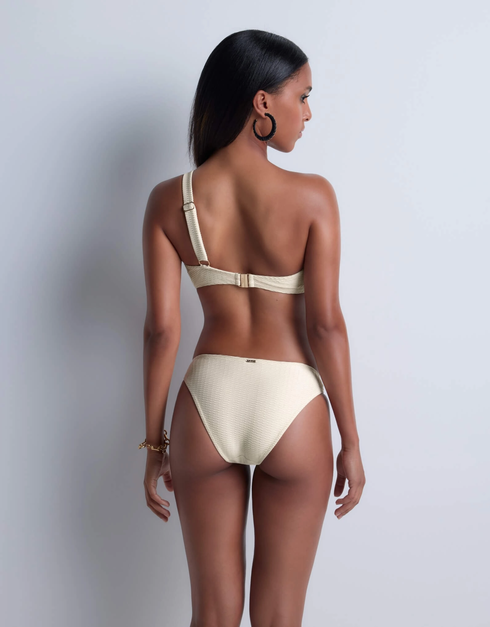 Shimmering Waters Mini Coeur Bikini Bottom Golden White