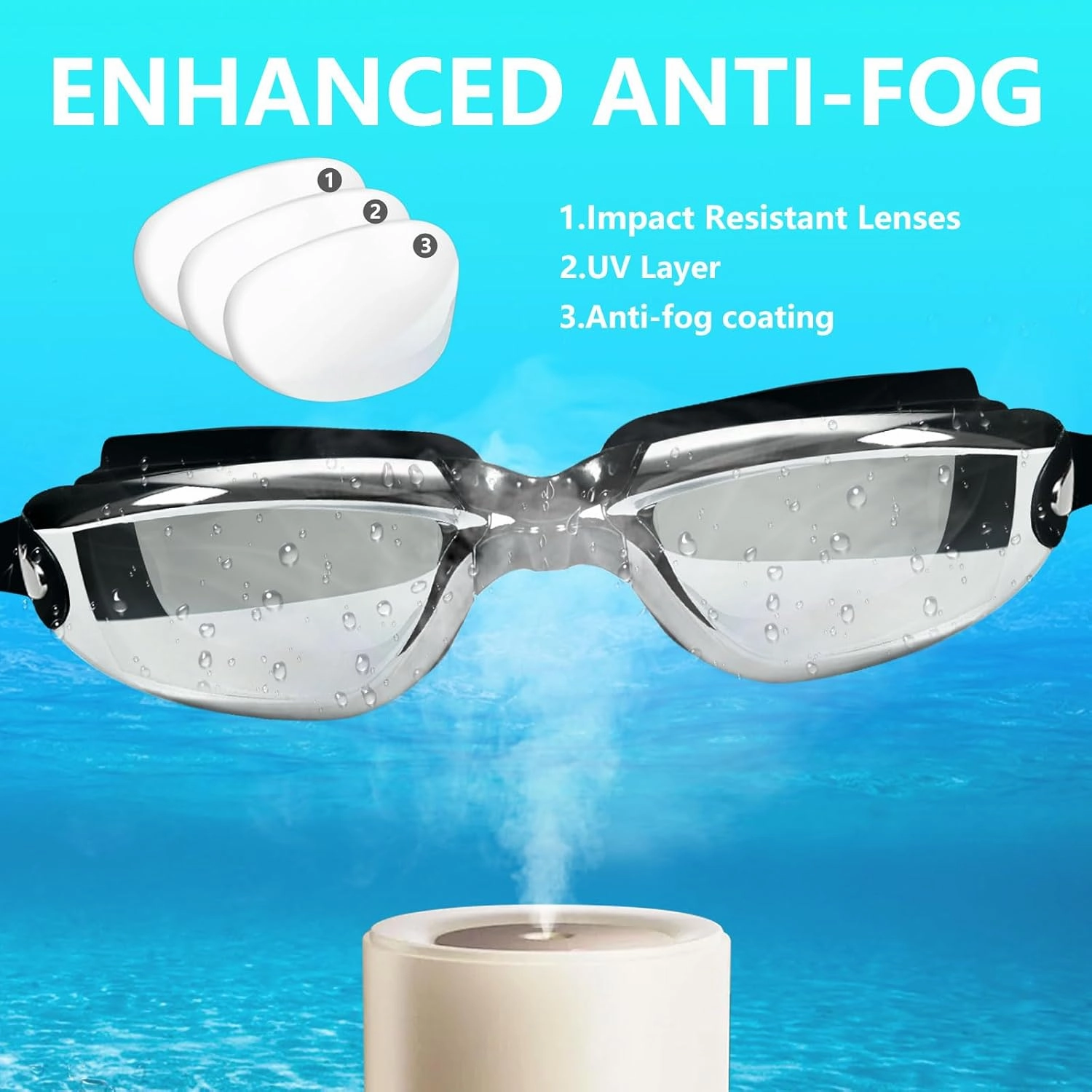 Shortsighted Swim Goggles Nearsighted Swimming Goggles Leakproof Anti Fog Swimming Goggles for Adult Men Women Youth