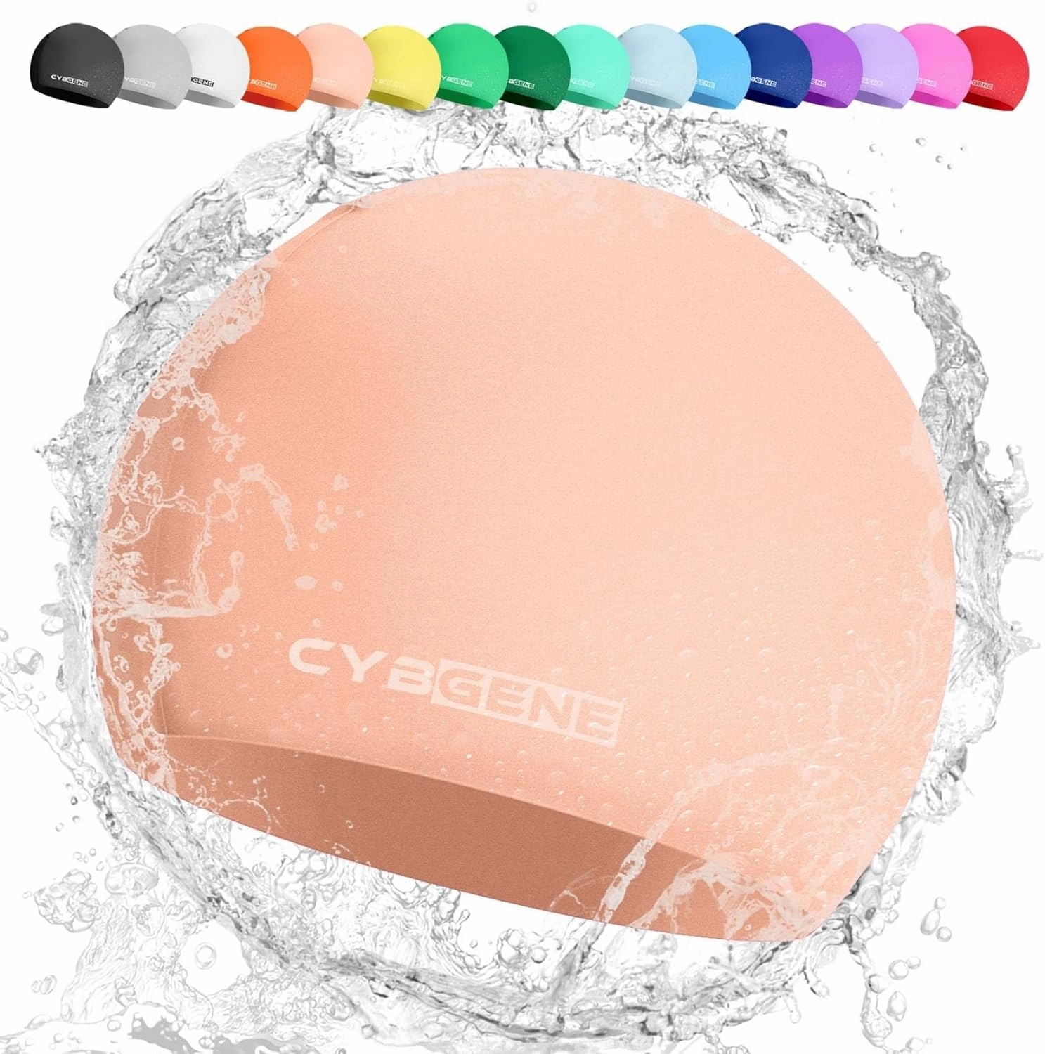 Silicone Swim Cap, Unisex Swimming Cap for Women and Men, Comfortable Bathing Cap Ideal for Short Medium Long Hair