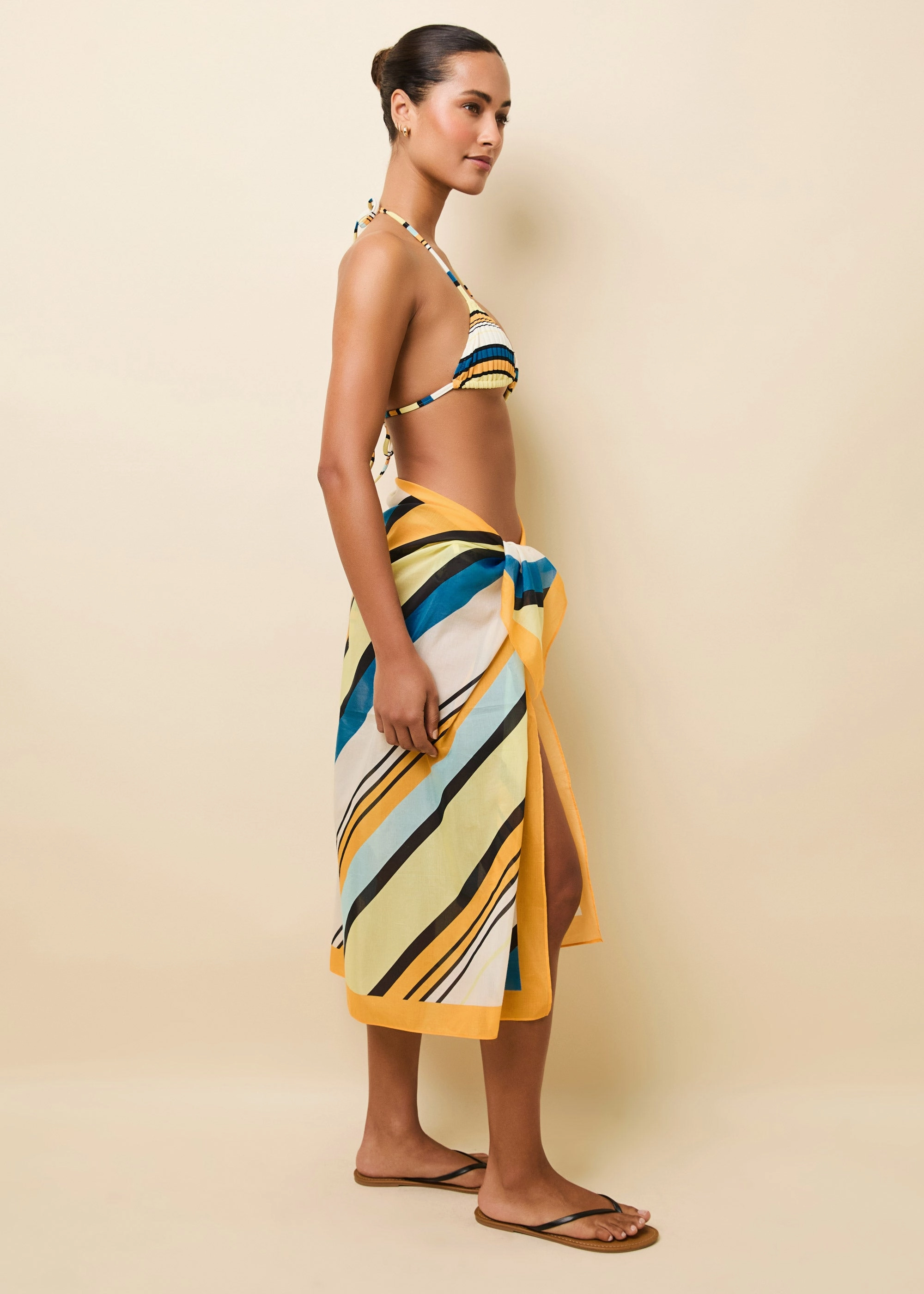 Silk Blend Pareo Riviera Stripe