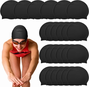 Silkfly 24 Pcs Unisex Adult Silicone Swim Cap for Men Women Waterproof Swimming Hat Durable Non Slip Elastic Wrinkle Free Pool Cap for Training and Racing Long and Short Hair