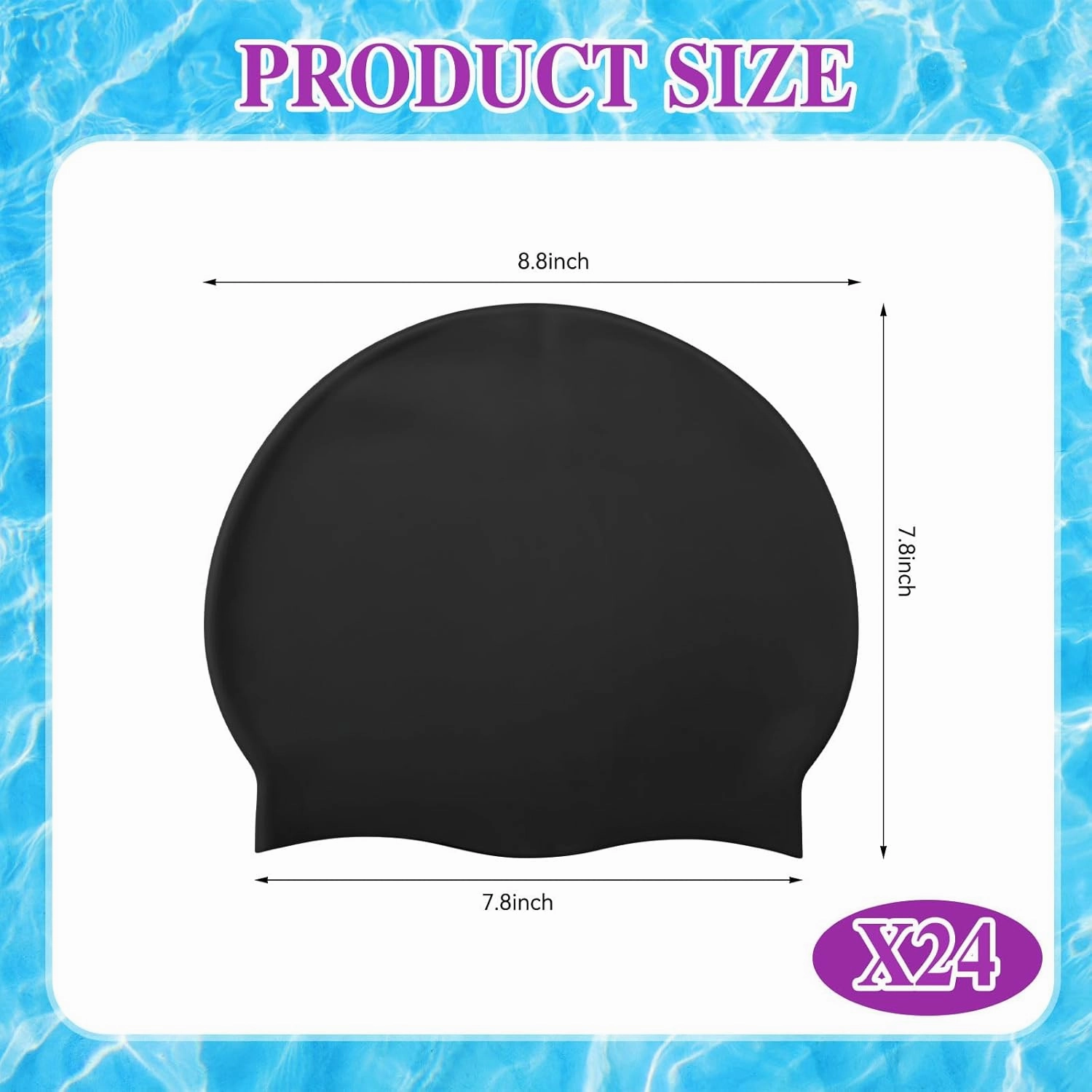 Silkfly 24 Pcs Unisex Adult Silicone Swim Cap for Men Women Waterproof Swimming Hat Durable Non Slip Elastic Wrinkle Free Pool Cap for Training and Racing Long and Short Hair