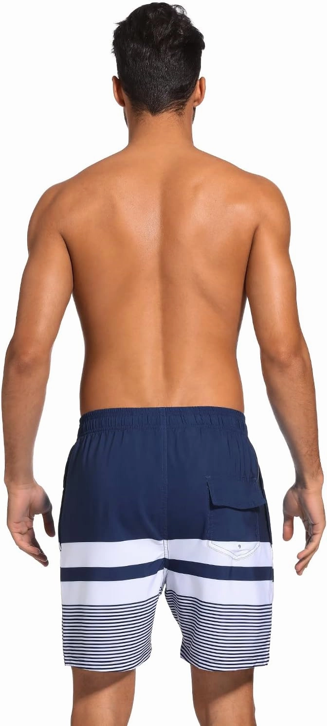 SILKWORLD Mens Swim Trunks with Compression Liner 2 in 1 Quick Dry Bathing Suit Beach Shorts with Zipper Pockets