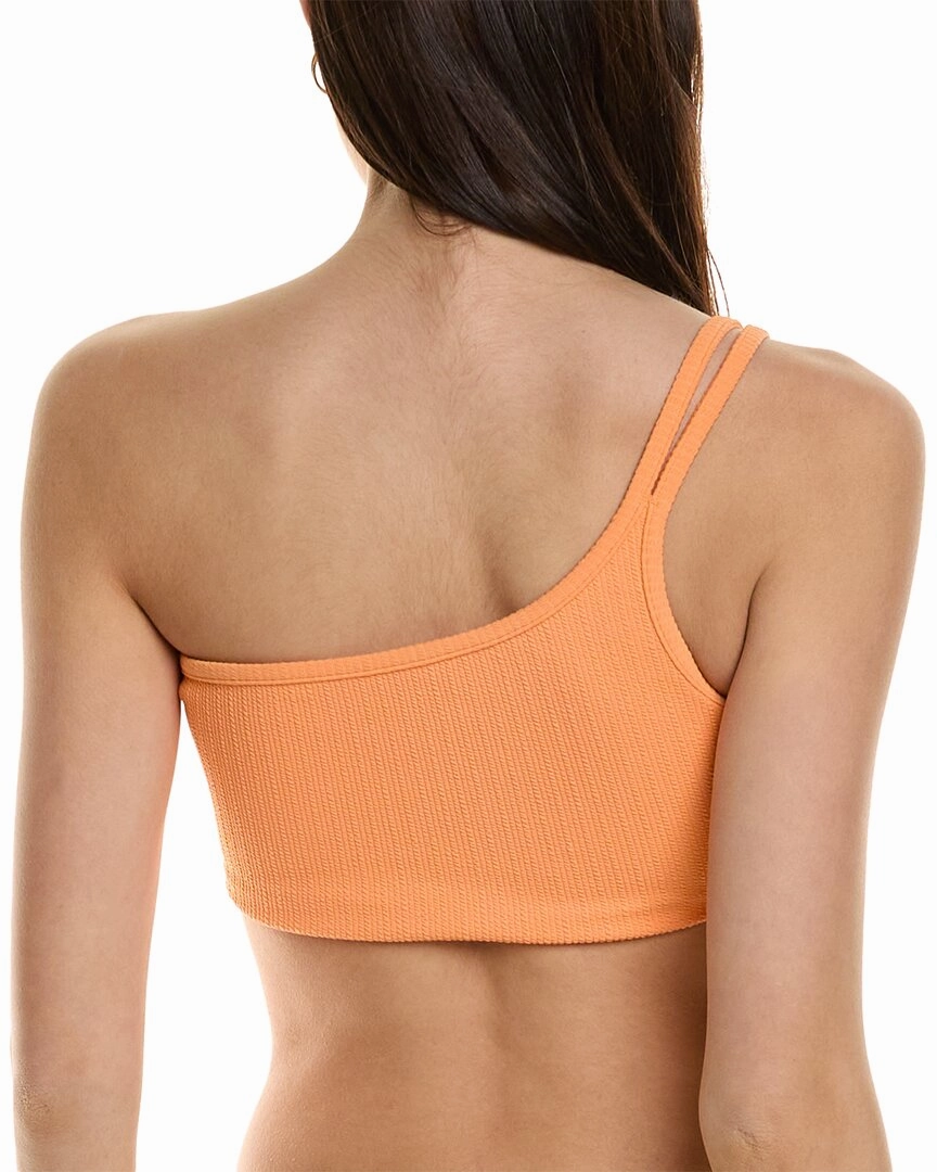 SIMKHAI Umi Textured One-Shoulder Strappy Bikini Top