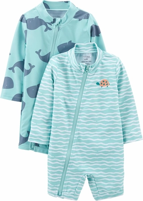 Simple Joys by Carter's Boys' 2-Pack 1-Piece Zip Rashguards
