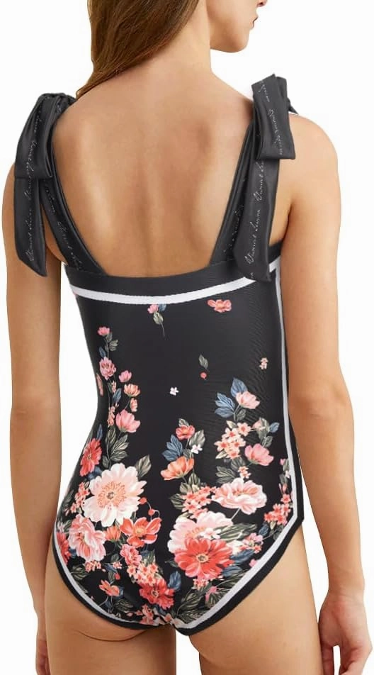 SKAYS Reversible Floral One Piece Swimsuit Women Bathing Suit Vintage Cute with Adjustable Straps Swimwear
