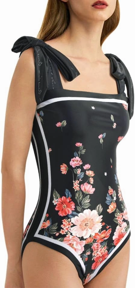 SKAYS Reversible Floral One Piece Swimsuit Women Bathing Suit Vintage Cute with Adjustable Straps Swimwear