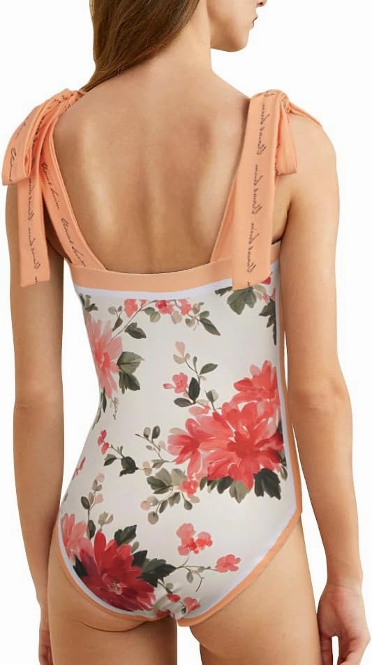 SKAYS Reversible Floral One Piece Swimsuit Women Bathing Suit Vintage Cute with Adjustable Straps Swimwear