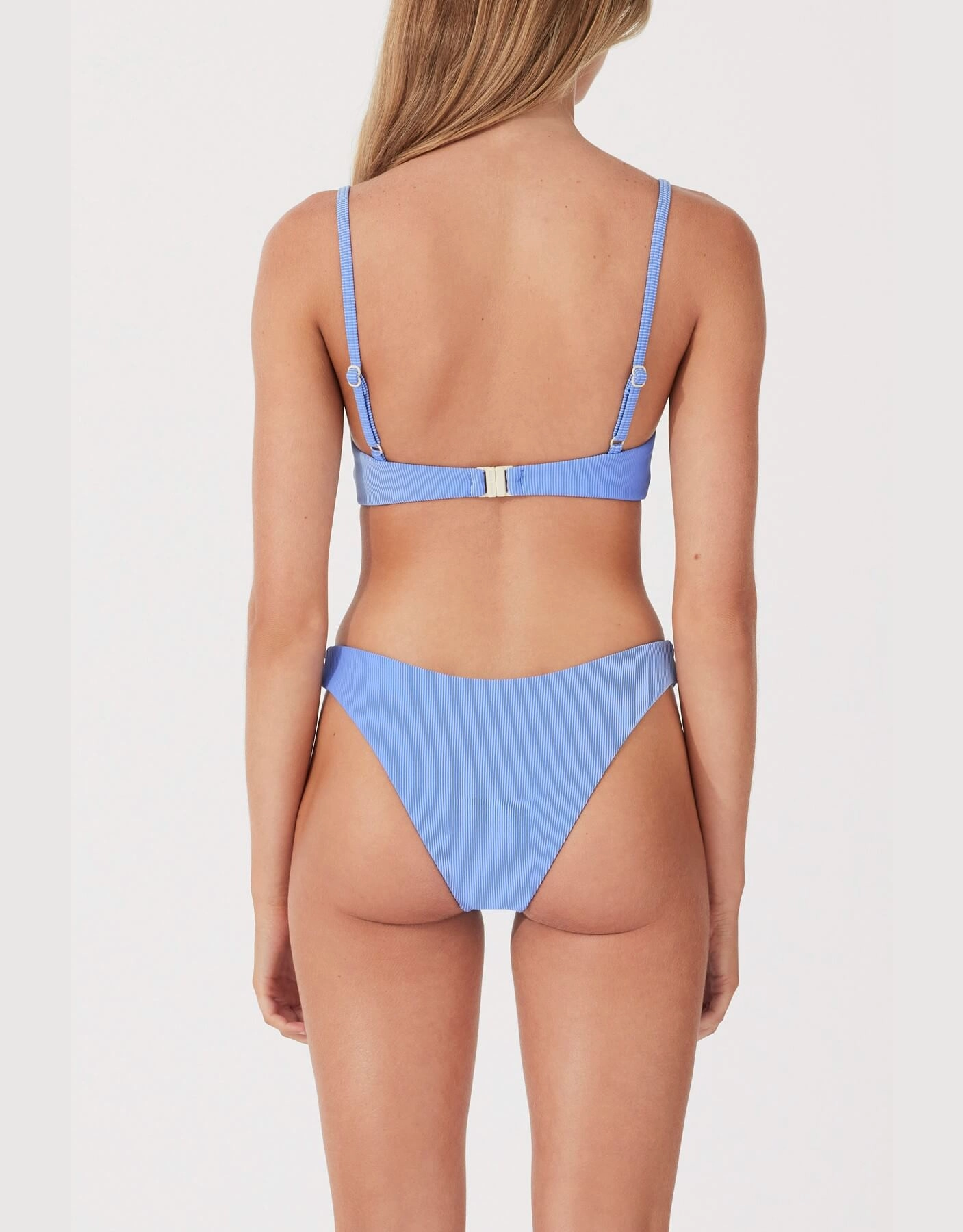 Sky Stripe Rib Balconette Bra Cup Bikini Top