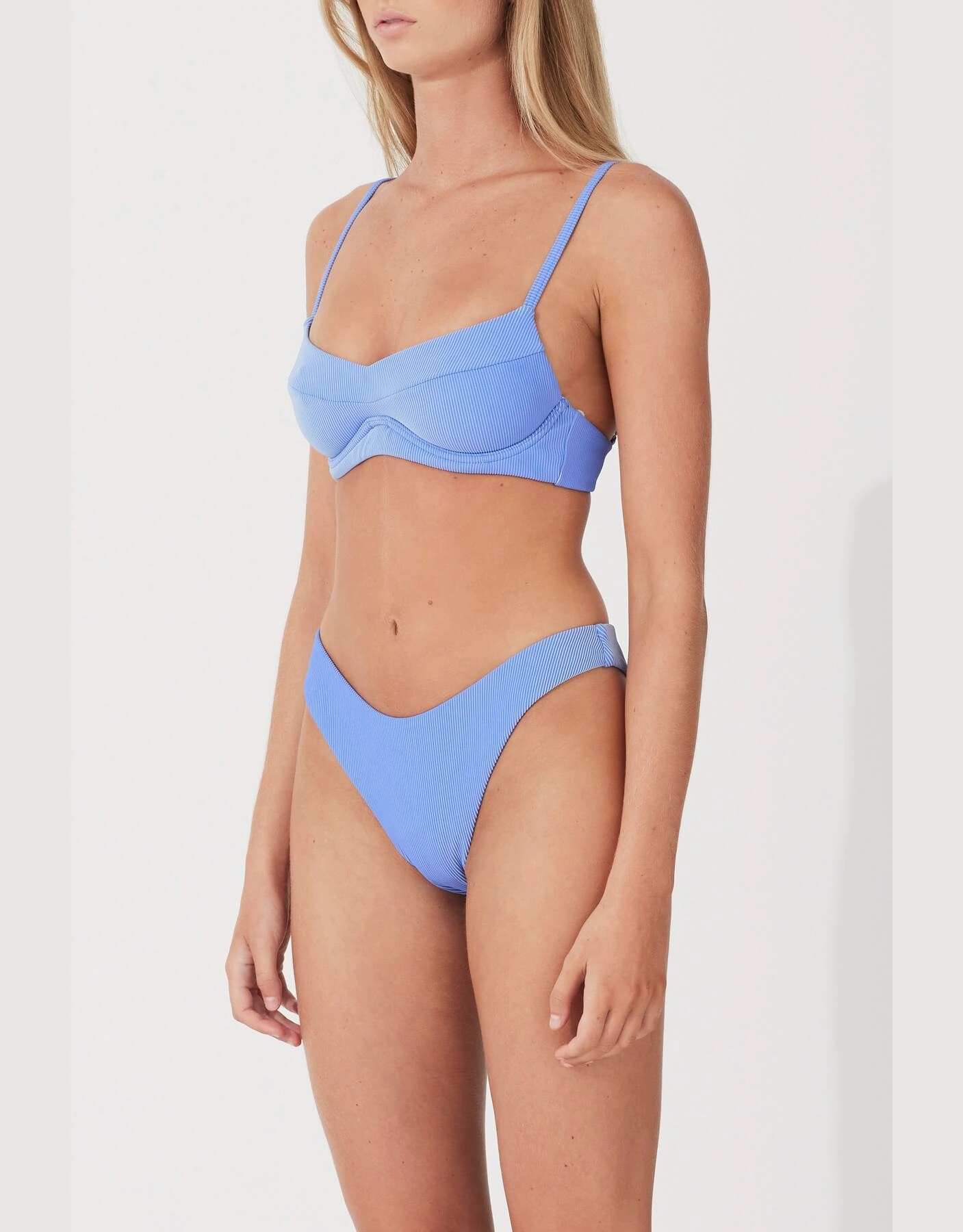 Sky Stripe Rib Curve Bikini Bottom