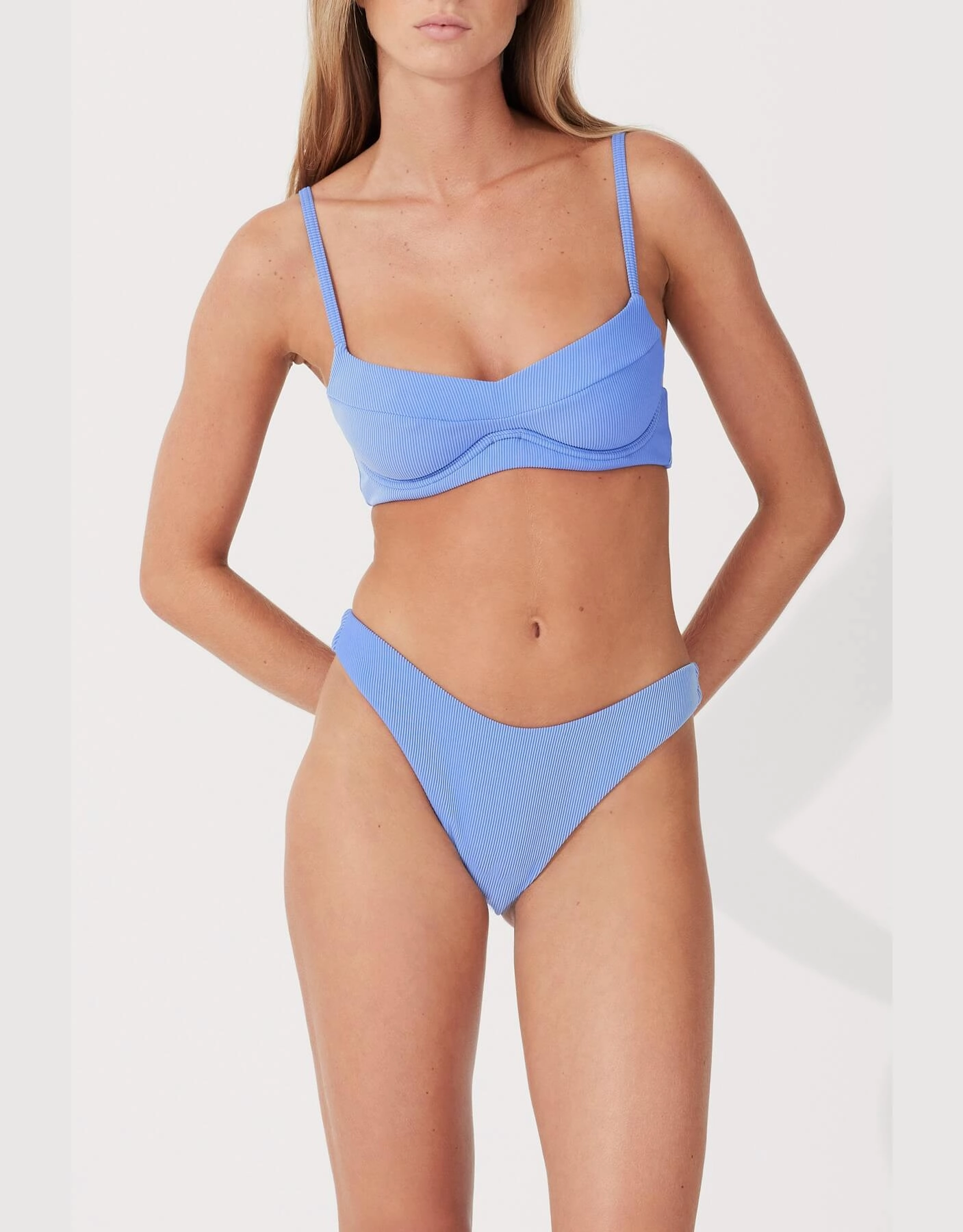 Sky Stripe Rib Curve Bikini Bottom