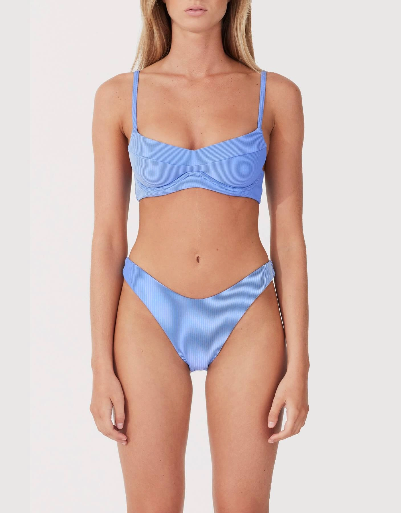Sky Stripe Rib Curve Bikini Bottom