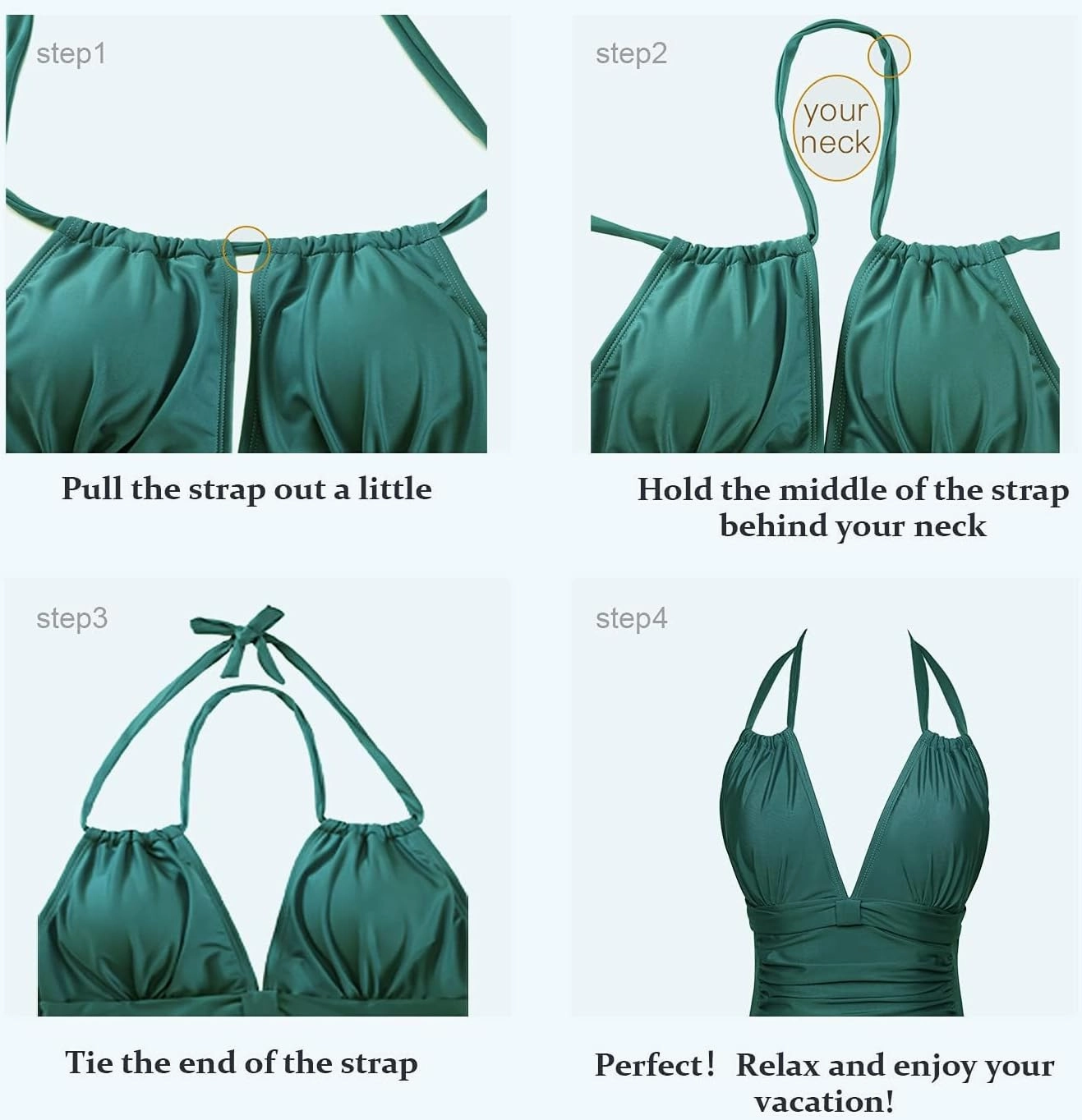 Smismivo Women's Tummy Control One Piece Swimsuits Long Torso Curvy Halter Bathing Suit