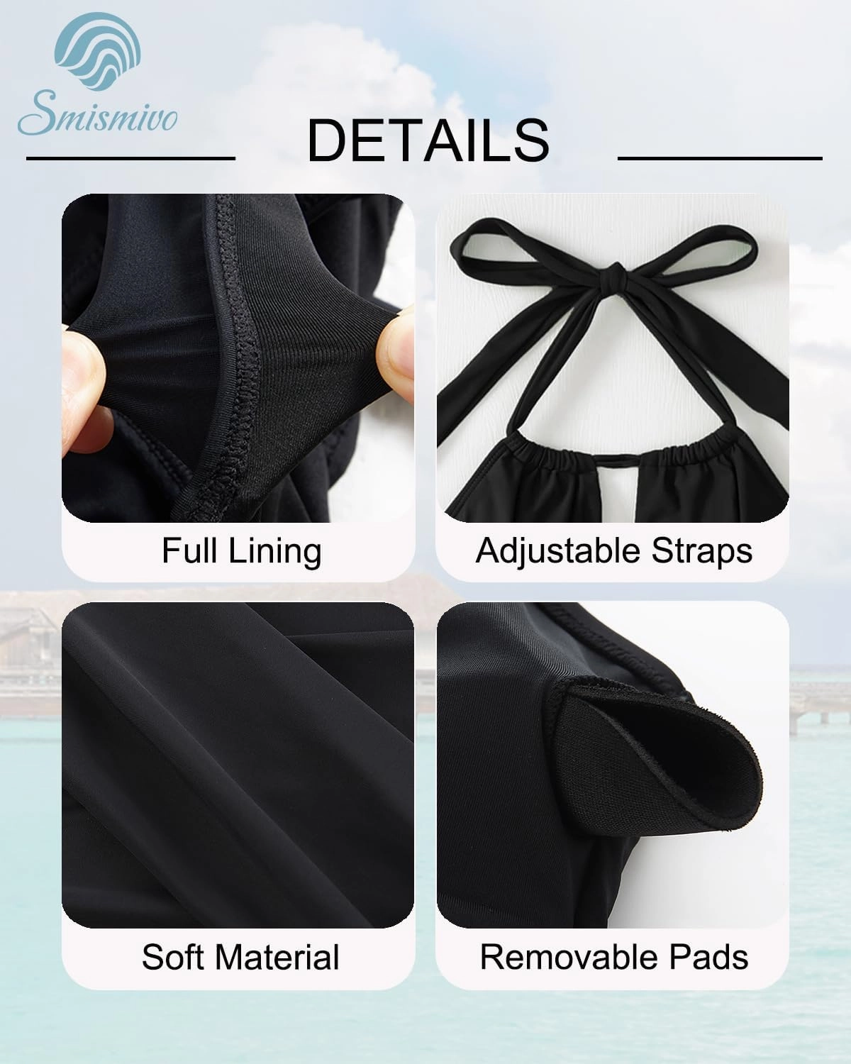 Smismivo Women's Tummy Control One Piece Swimsuits Long Torso Curvy Halter Bathing Suit