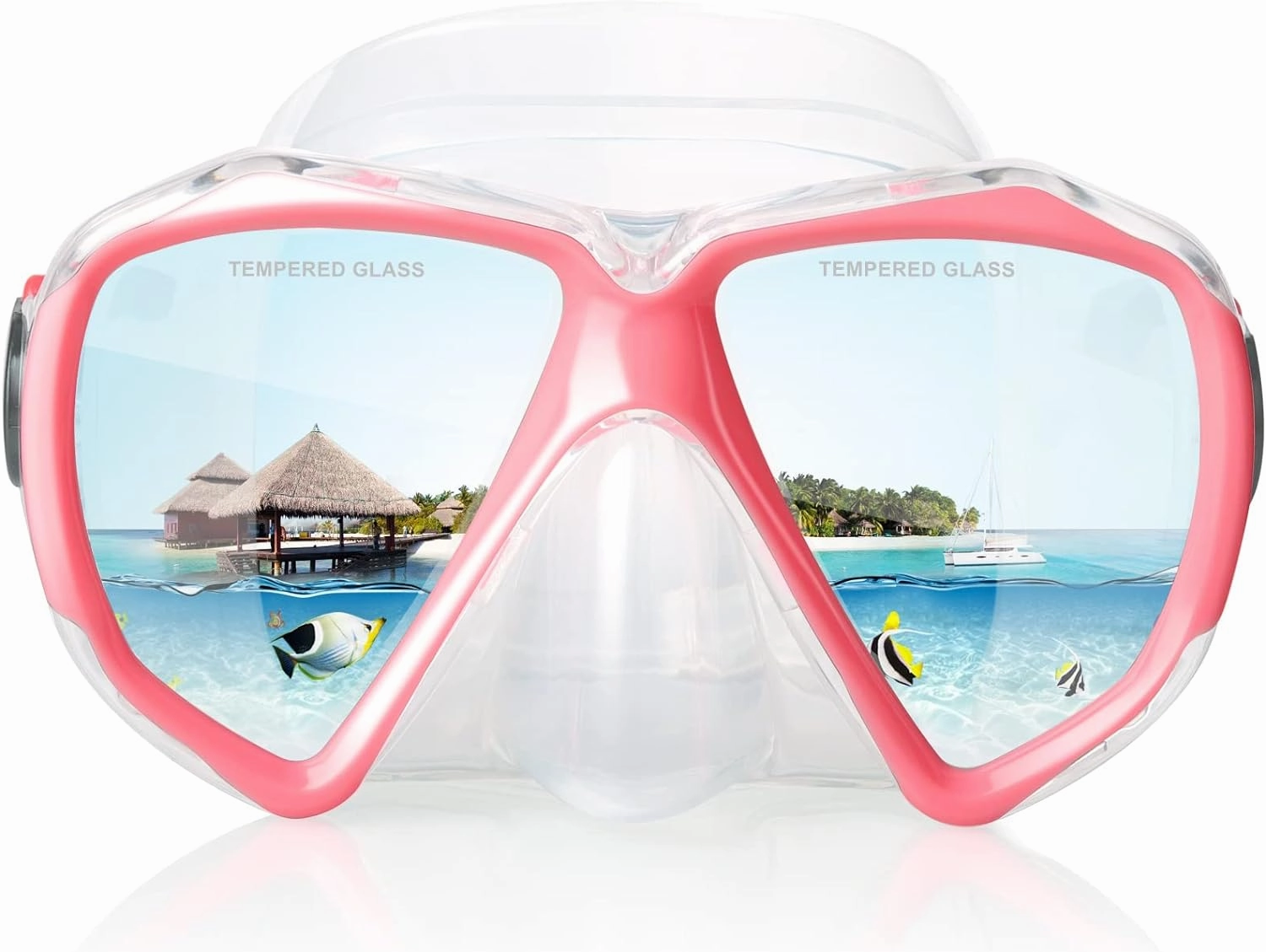 Snorkel Diving Mask Panoramic HD Swim Mask, Anti-Fog Scuba Diving Goggles,Tempered Glass Dive Mask Adult Youth Swim Goggles with Nose Cover for Diving, Snorkeling, Swimming