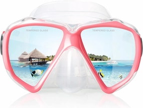 Snorkel Diving Mask Panoramic HD Swim Mask, Anti-Fog Scuba Diving Goggles,Tempered Glass Dive Mask Adult Youth Swim Goggles with Nose Cover for Diving, Snorkeling, Swimming