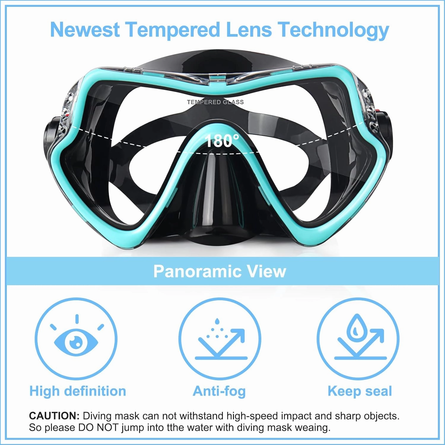 Snorkel Diving Mask, Professional Snorkeling Mask Gear, Ultra Clear Lens with Wide View Tempered Glass Goggles,Anti Leakage Scuba Mask, Silicone Swimming Goggles Mask for Adults, 3 Color