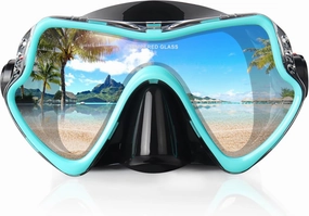 Snorkel Diving Mask, Professional Snorkeling Mask Gear, Ultra Clear Lens with Wide View Tempered Glass Goggles,Anti Leakage Scuba Mask, Silicone Swimming Goggles Mask for Adults, 3 Color