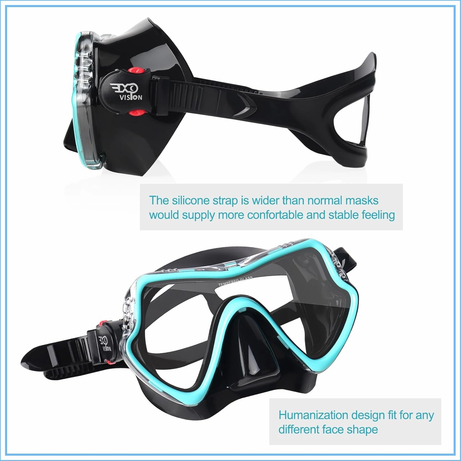 Snorkel Diving Mask, Professional Snorkeling Mask Gear, Ultra Clear Lens with Wide View Tempered Glass Goggles,Anti Leakage Scuba Mask, Silicone Swimming Goggles Mask for Adults, 3 Color