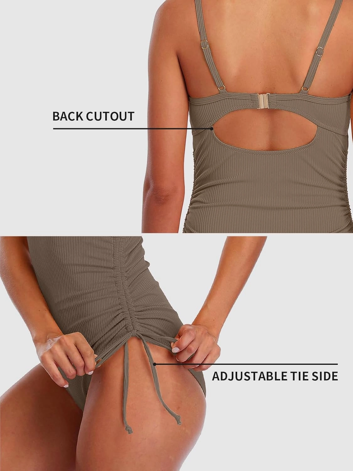 SOCIALA Ribbed One Piece Swimsuit Women Tie Side High Cut Bathing Suits Tummy Control Swim Suit 2025 Ruched Monokinis