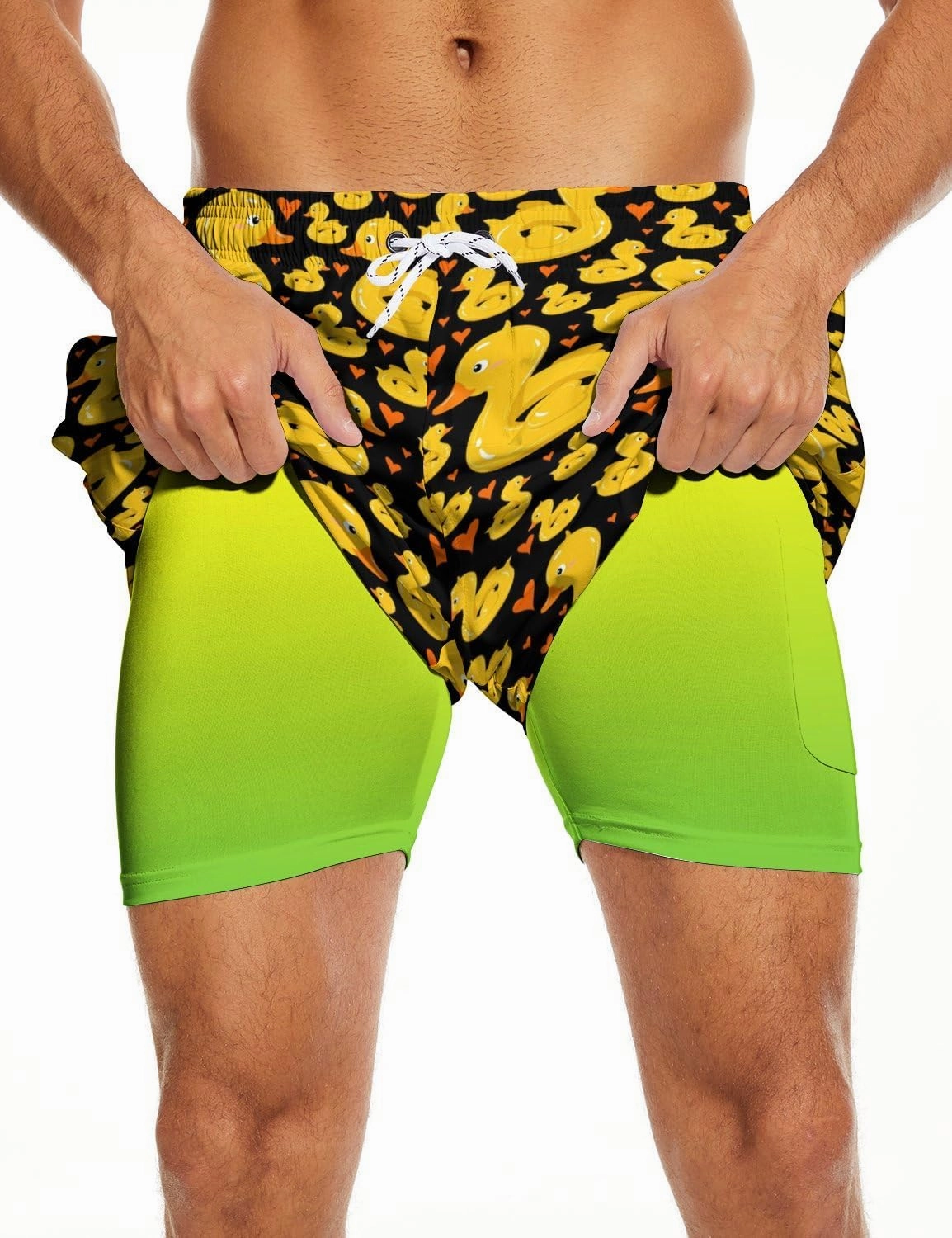 Socira Men's Swim Trunks with Compression Liner, Quick Dry Mens 2 in 1 Swimming Trunks Men Beach Bathing Suits Swimsuit