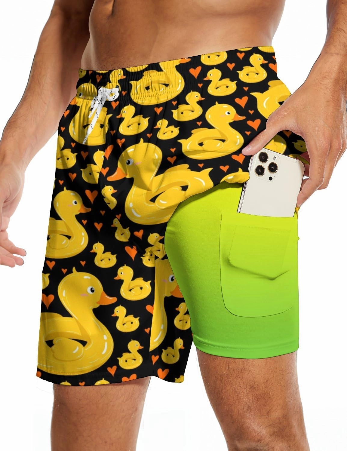 Socira Men's Swim Trunks with Compression Liner, Quick Dry Mens 2 in 1 Swimming Trunks Men Beach Bathing Suits Swimsuit