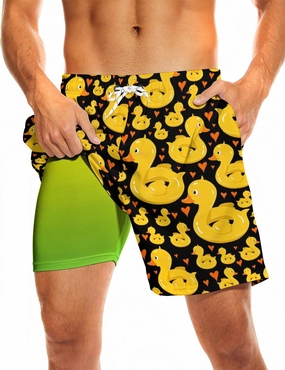 Socira Men's Swim Trunks with Compression Liner, Quick Dry Mens 2 in 1 Swimming Trunks Men Beach Bathing Suits Swimsuit