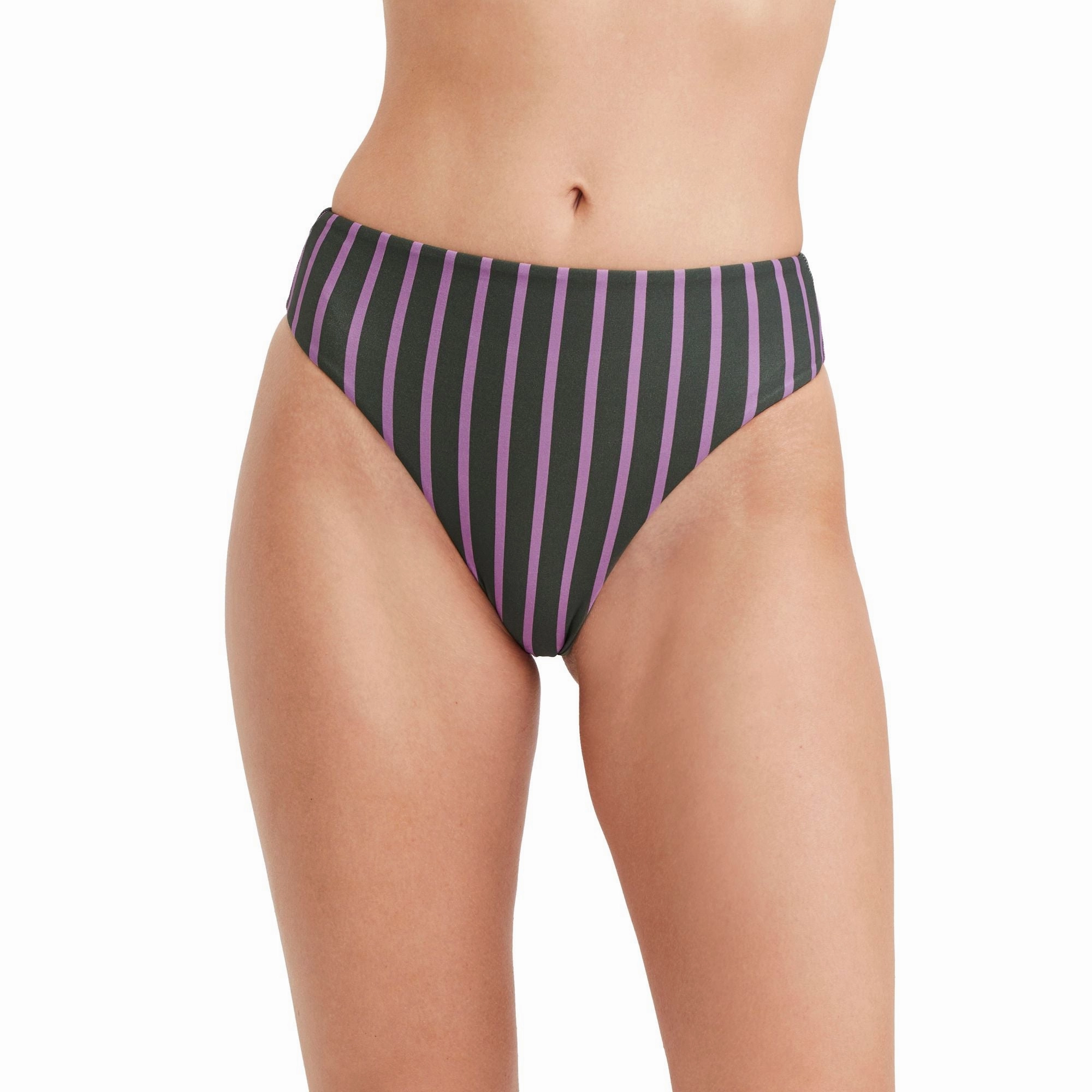 Solid High Leg And High Waist Swim Bottom