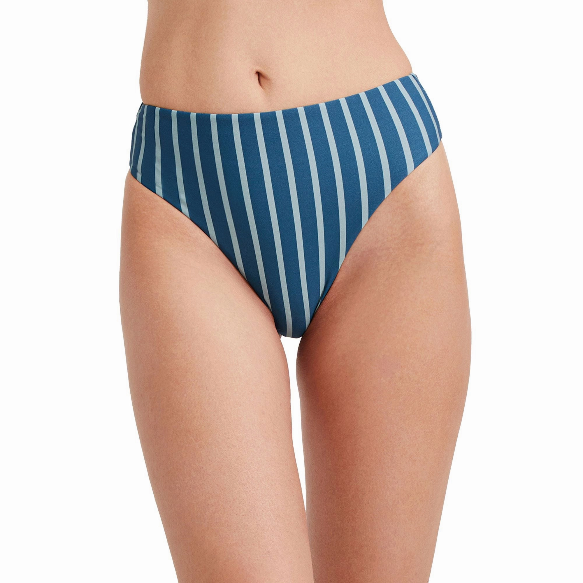 Solid High Leg And High Waist Swim Bottom