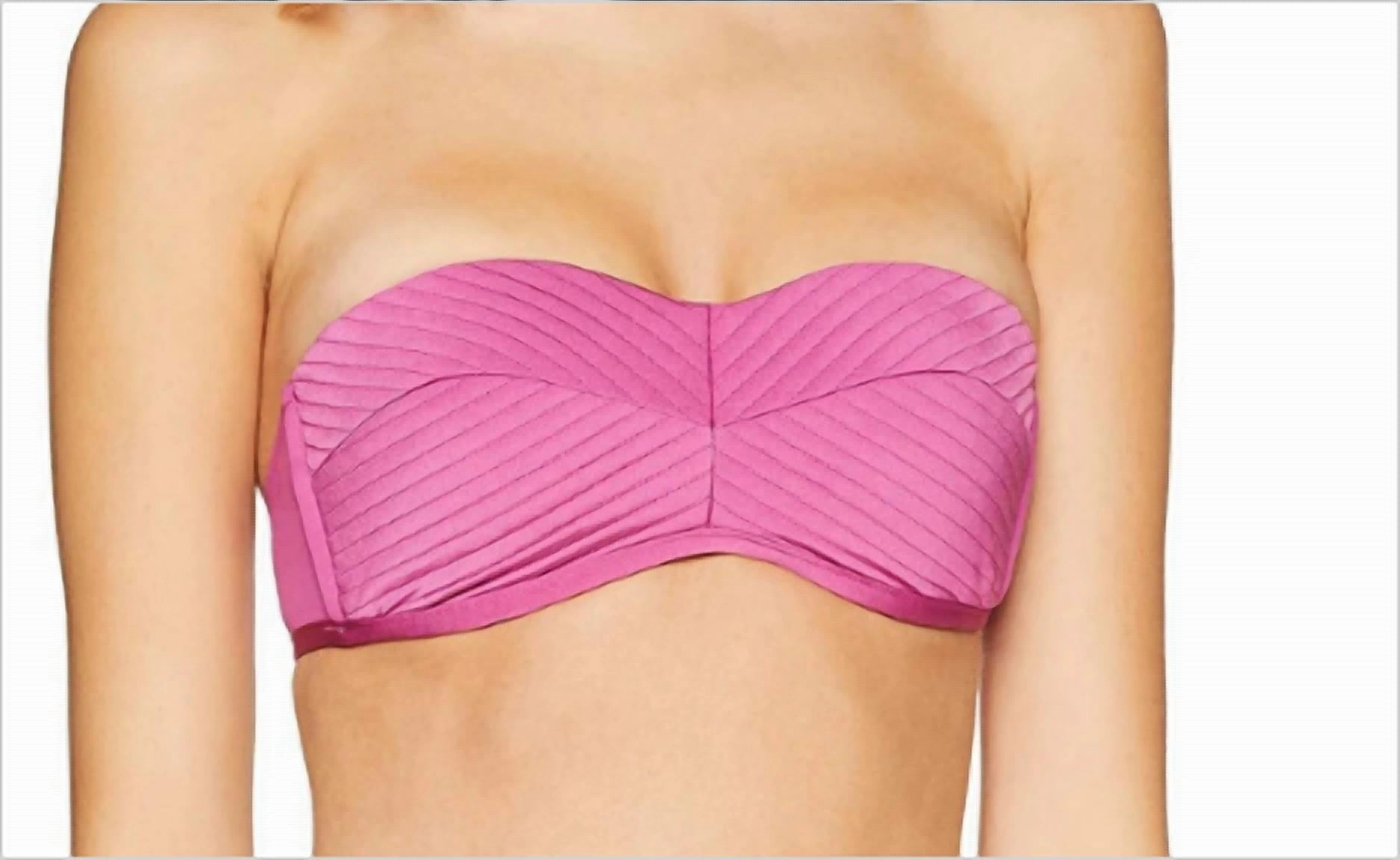 Solid Quilted Bustier Bikini Top In Berry