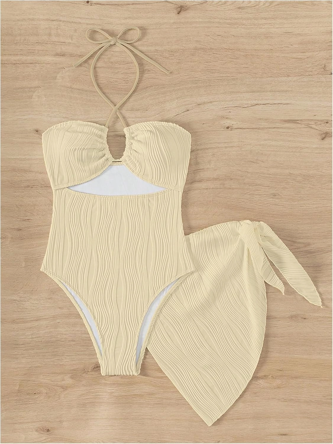 SOLY HUX Women's One Piece Swimsuit Criss Cross Halter Cut Out Bathing Suit with Cover Up
