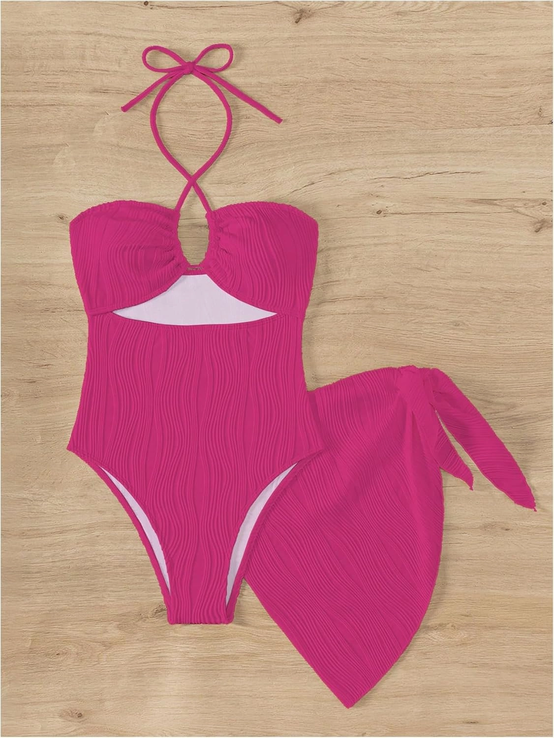 SOLY HUX Women's One Piece Swimsuit Criss Cross Halter Cut Out Bathing Suit with Cover Up