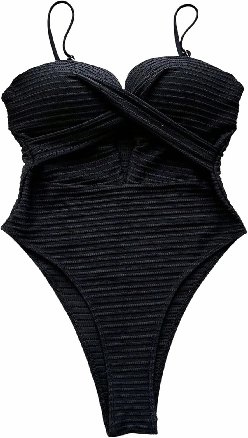 SOLY HUX Women's One Piece Swimsuit Push Up Wrap Front Cutout Bathing Suit Tummy Control Swimwear