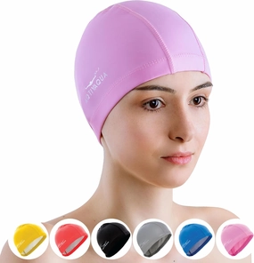 Spandex Swim Cap with Protective Layer // Comfortable Swimming Cap for Women Men Adult and Kids