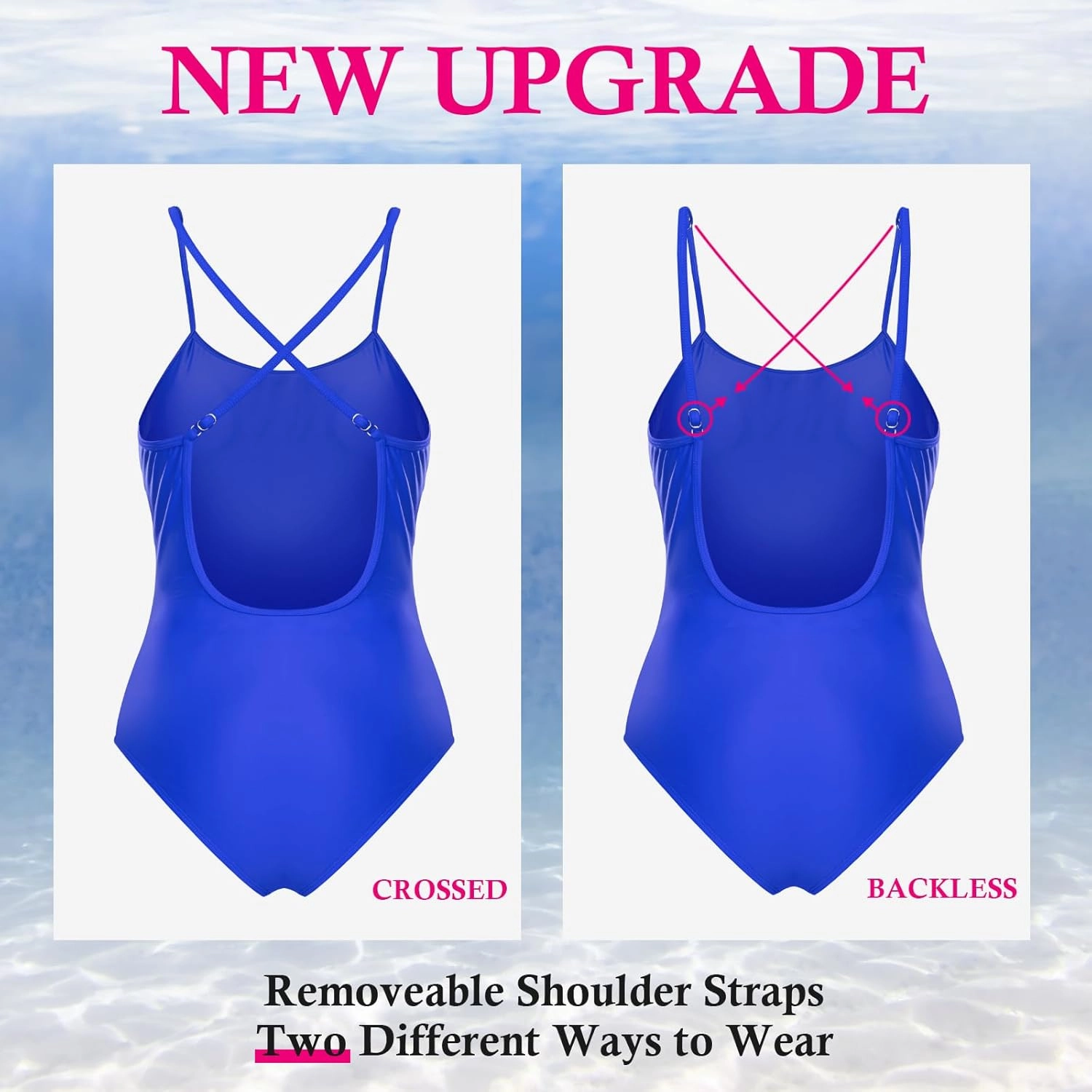 speerise Retro Criss Cross Back Onepiece Swimsuit, Adjustable Strap Swimwear