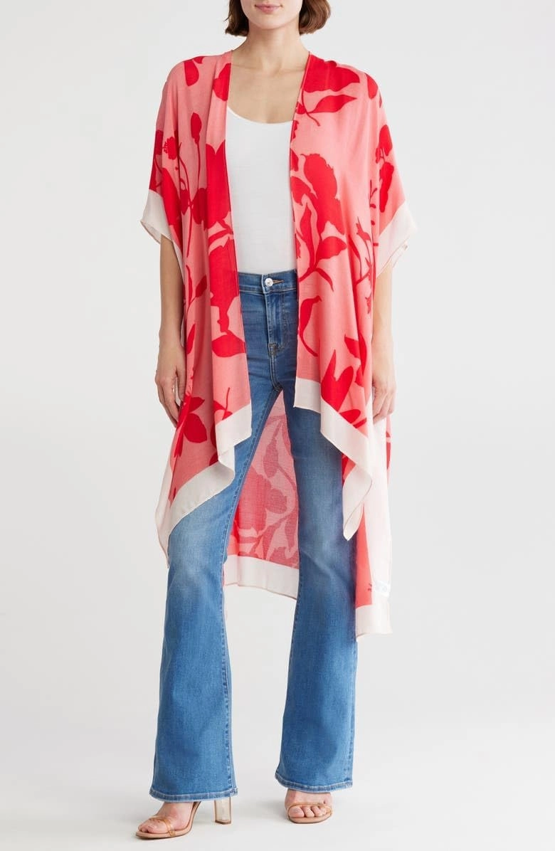 Spicy Sandia Kimonos for Women Floral Beach Cover Up Loose Swimsuit Bathing Suit Coverup Cardigan for Summer Swimwear