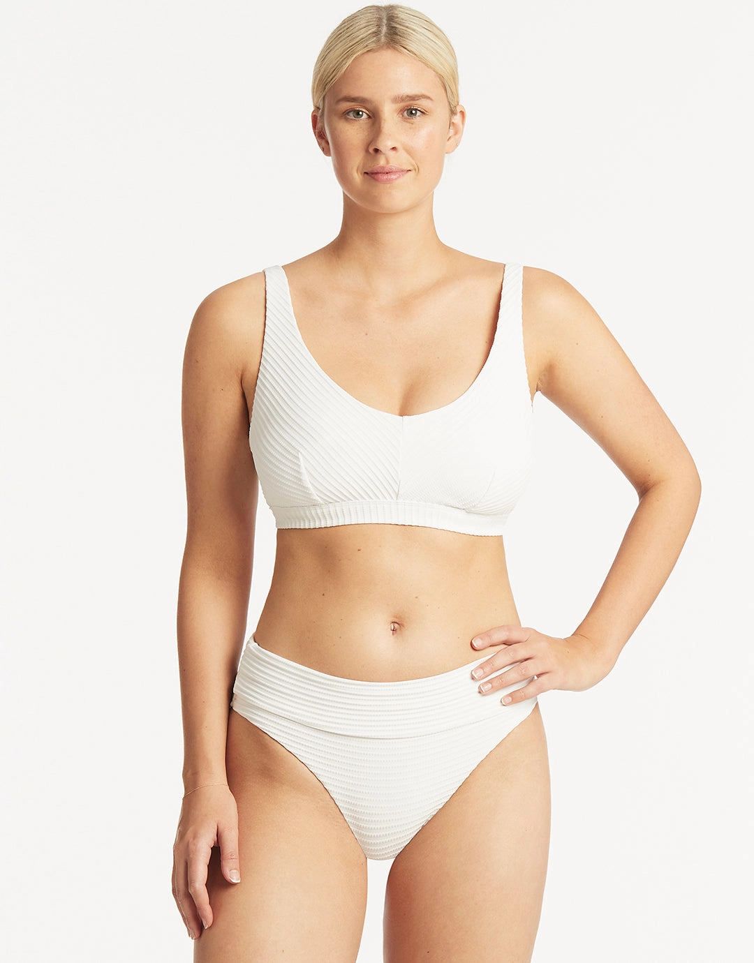 Spinnaker Roll Band Bikini Pant - White