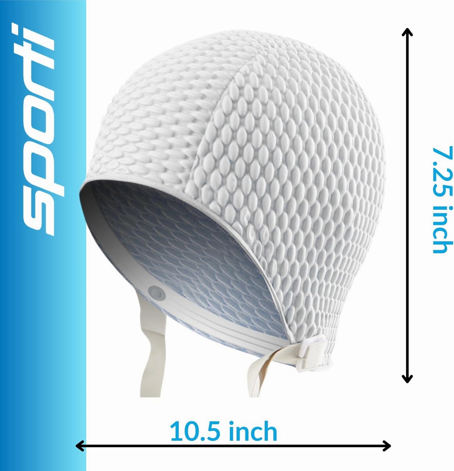 Sporti Bubble Swim Cap, Women Protection Bathing Cap, Anti-Slip Interior Grip, Made from Latex/Rubber & Keep Head Warm