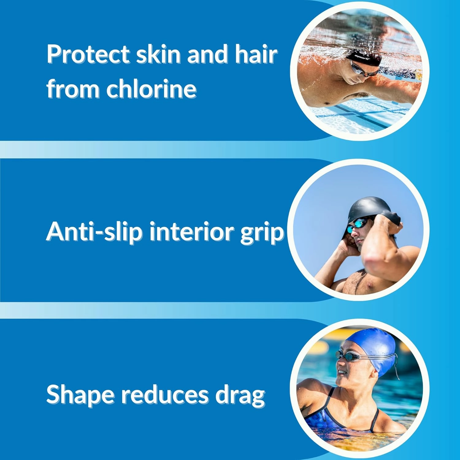 Sporti Bubble Swim Cap, Women Protection Bathing Cap, Anti-Slip Interior Grip, Made from Latex/Rubber & Keep Head Warm