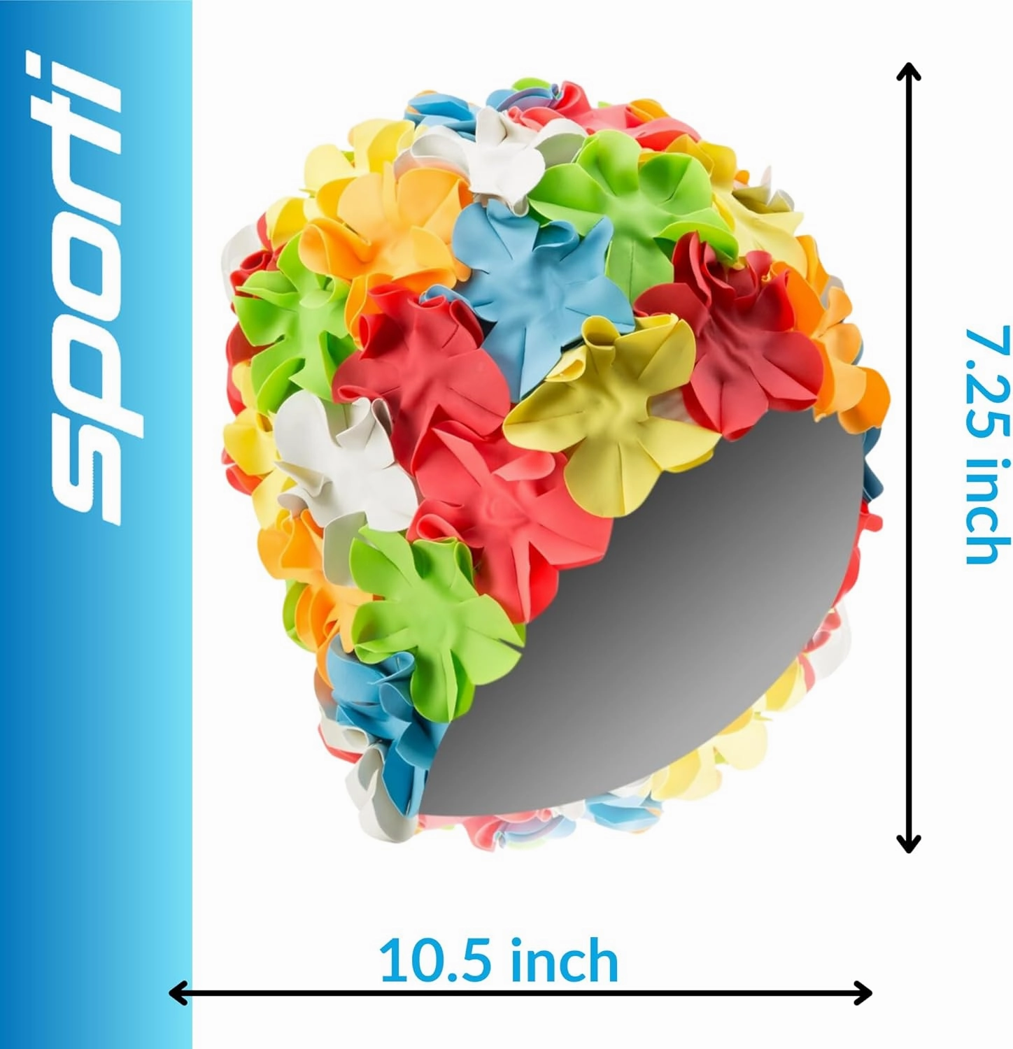 Sporti Flower Swim Cap - Swim Cap for Women- Stylish, Heavy-Duty Rubber, Hair Protection - Ideal for Water Enthusiasts