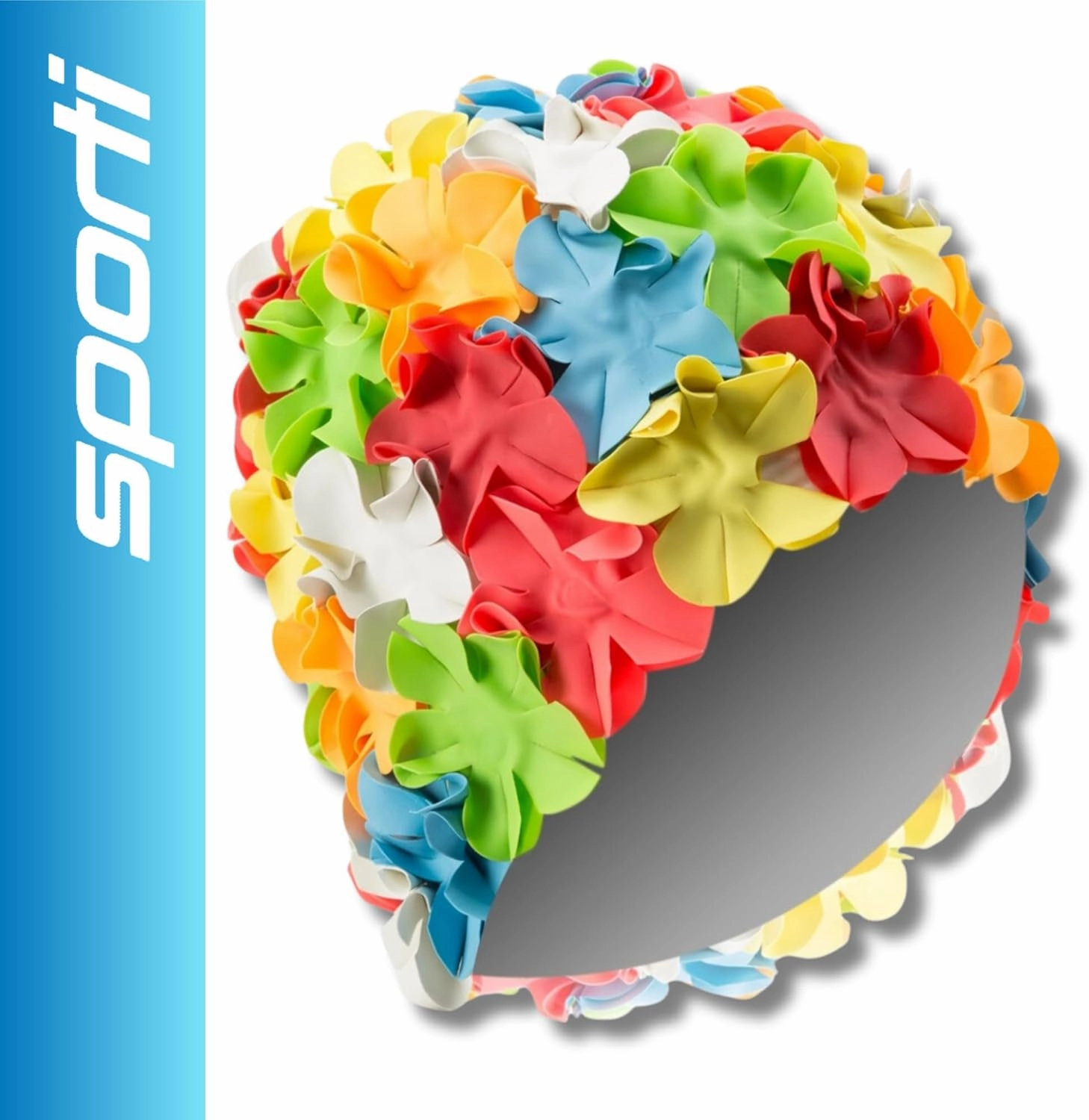 Sporti Flower Swim Cap - Swim Cap for Women- Stylish, Heavy-Duty Rubber, Hair Protection - Ideal for Water Enthusiasts