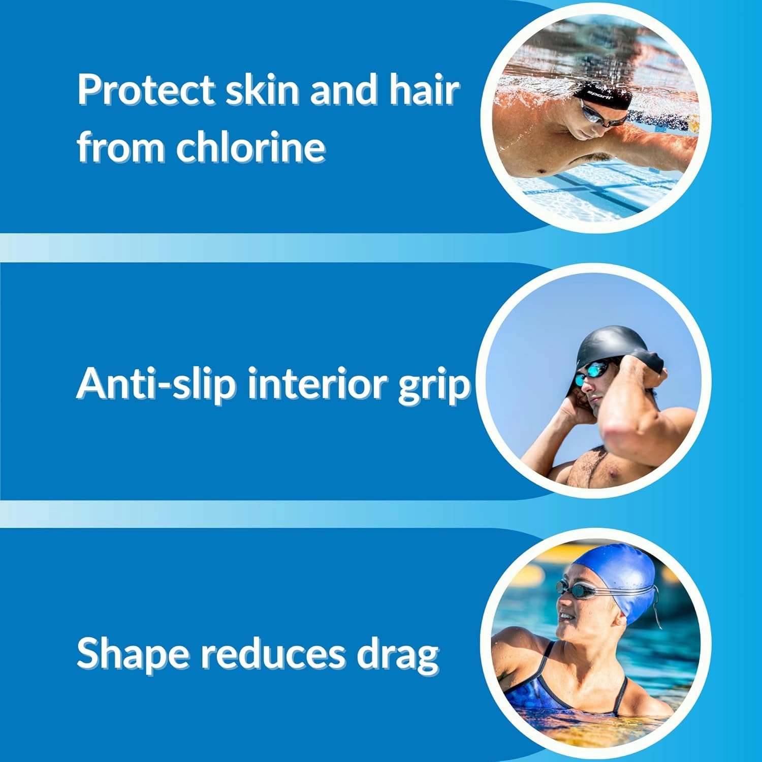 Sporti Flower Swim Cap - Swim Cap for Women- Stylish, Heavy-Duty Rubber, Hair Protection - Ideal for Water Enthusiasts