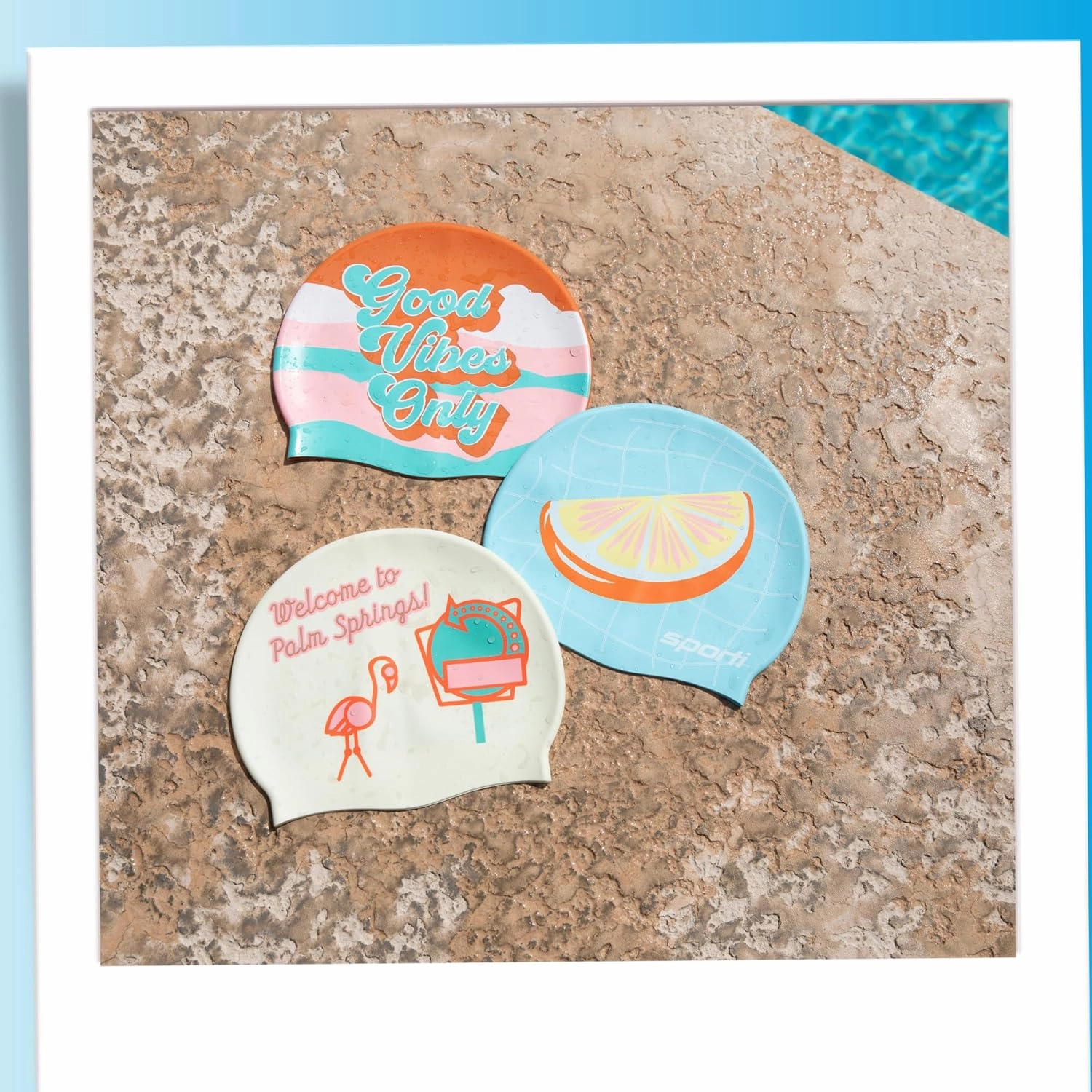 Sporti Limited Edition Silicone Swim Cap for Adult with Dimension Height 7.6" - Opening 7.5", Swimming Cap Variety of Design