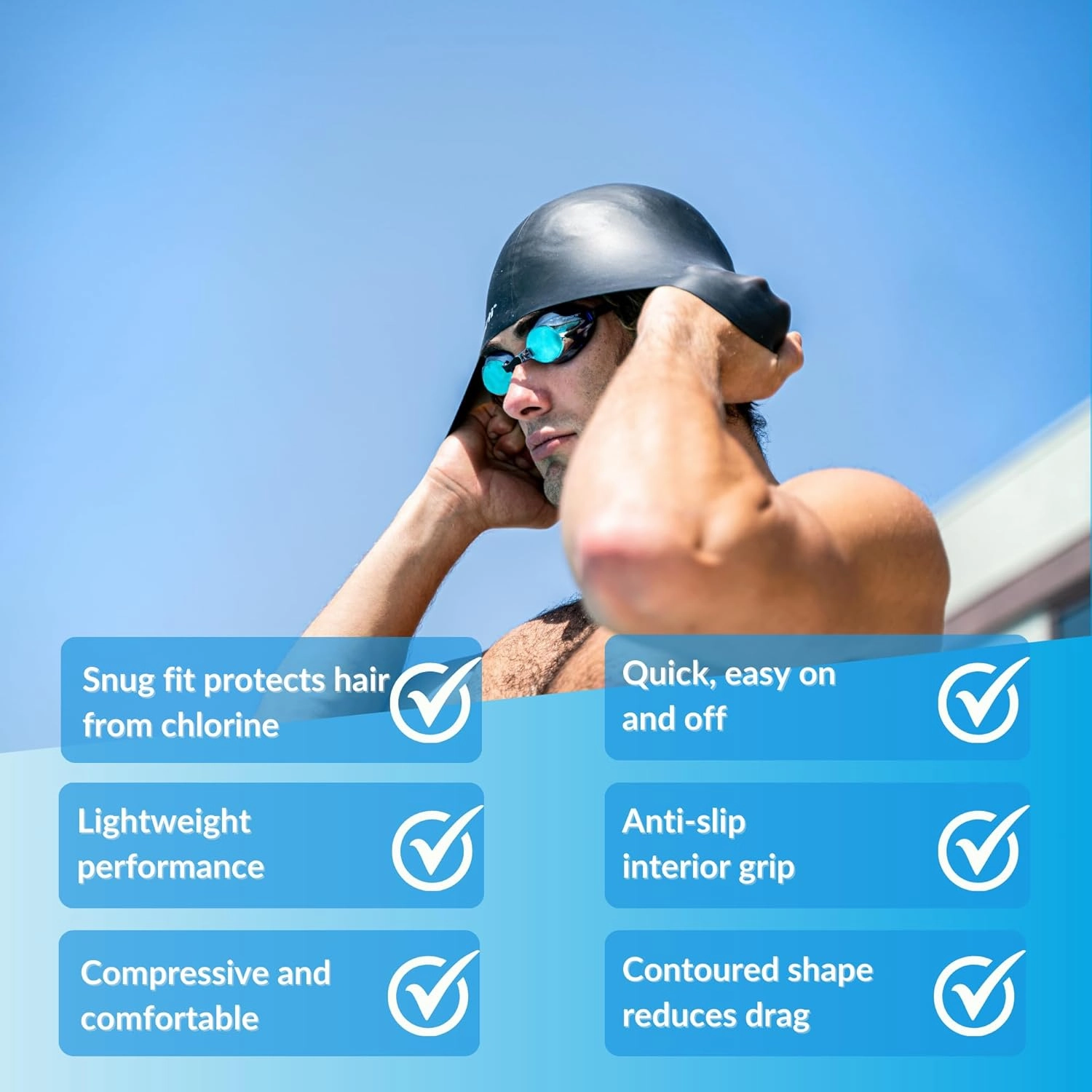 Sporti Silicone Swim Cap for Women & Men, Adult, Vibrant Lightweight Swimming, Non-Slip, Easy Wear, Removal, Protects Hair