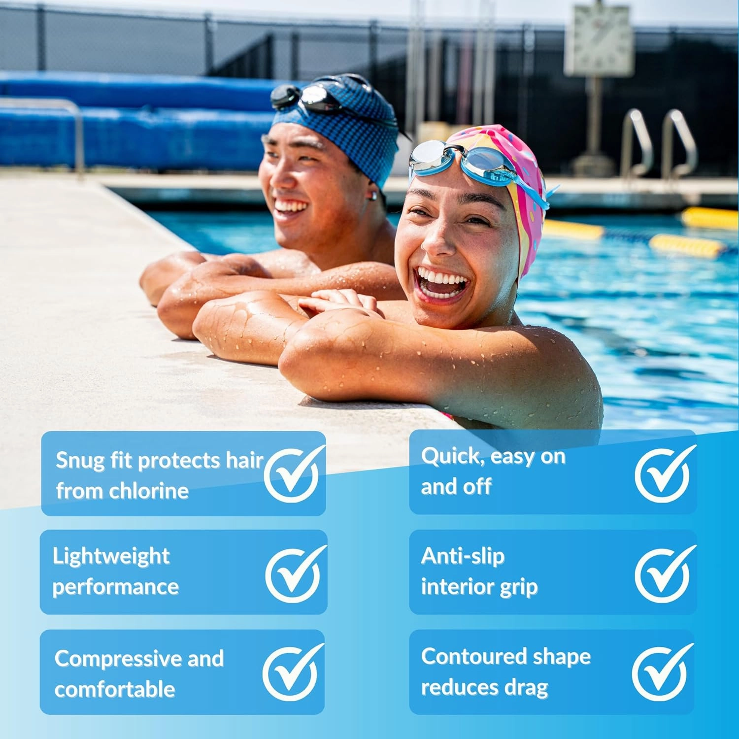 Sporti Silicone Swim Cap Graphic Design with Dimension Height 7.6" Opening 7.5", Swimming Cap Non Slip, Easy Wear and Removal