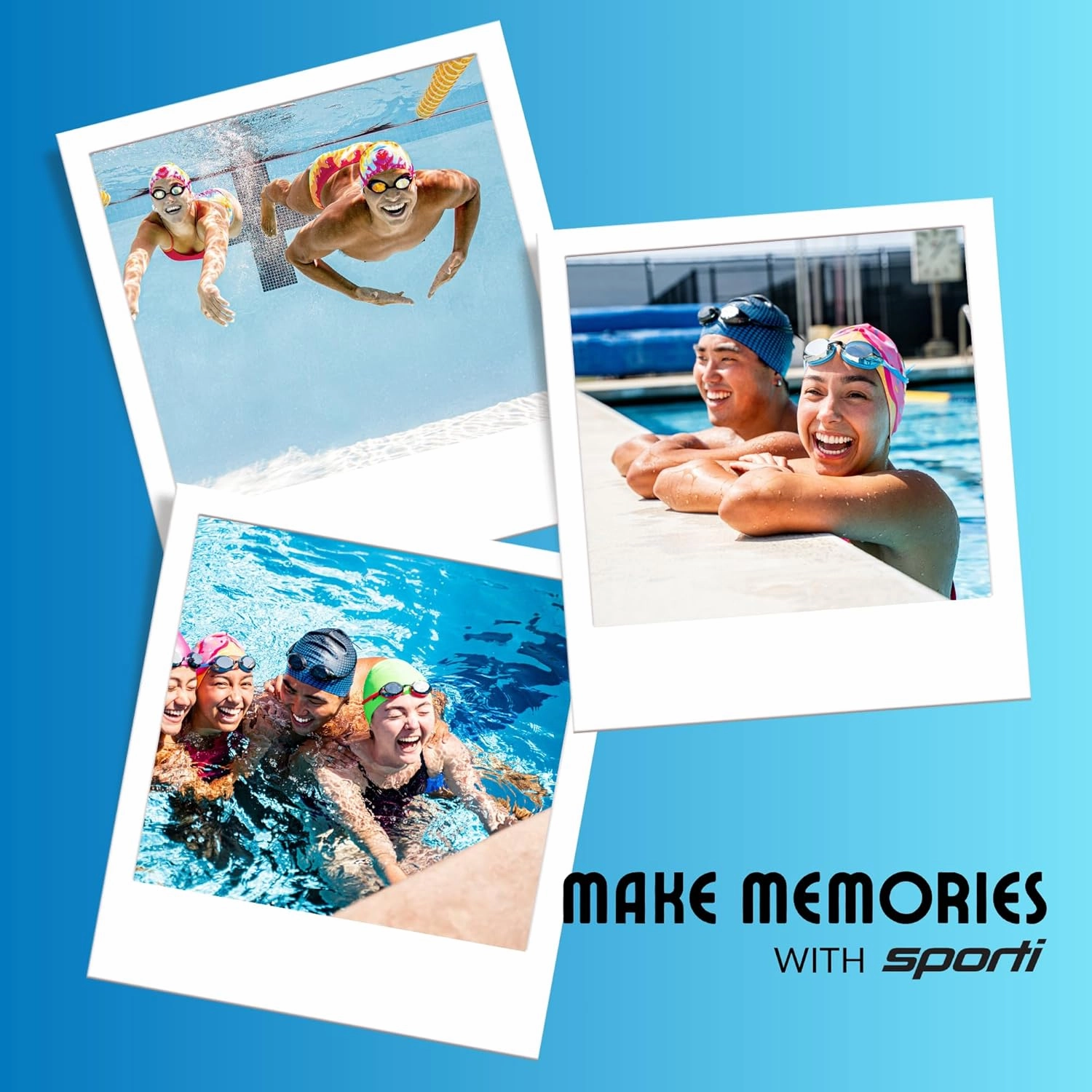 Sporti Silicone Swim Cap Graphic Design with Dimension Height 7.6" Opening 7.5", Swimming Cap Non Slip, Easy Wear and Removal