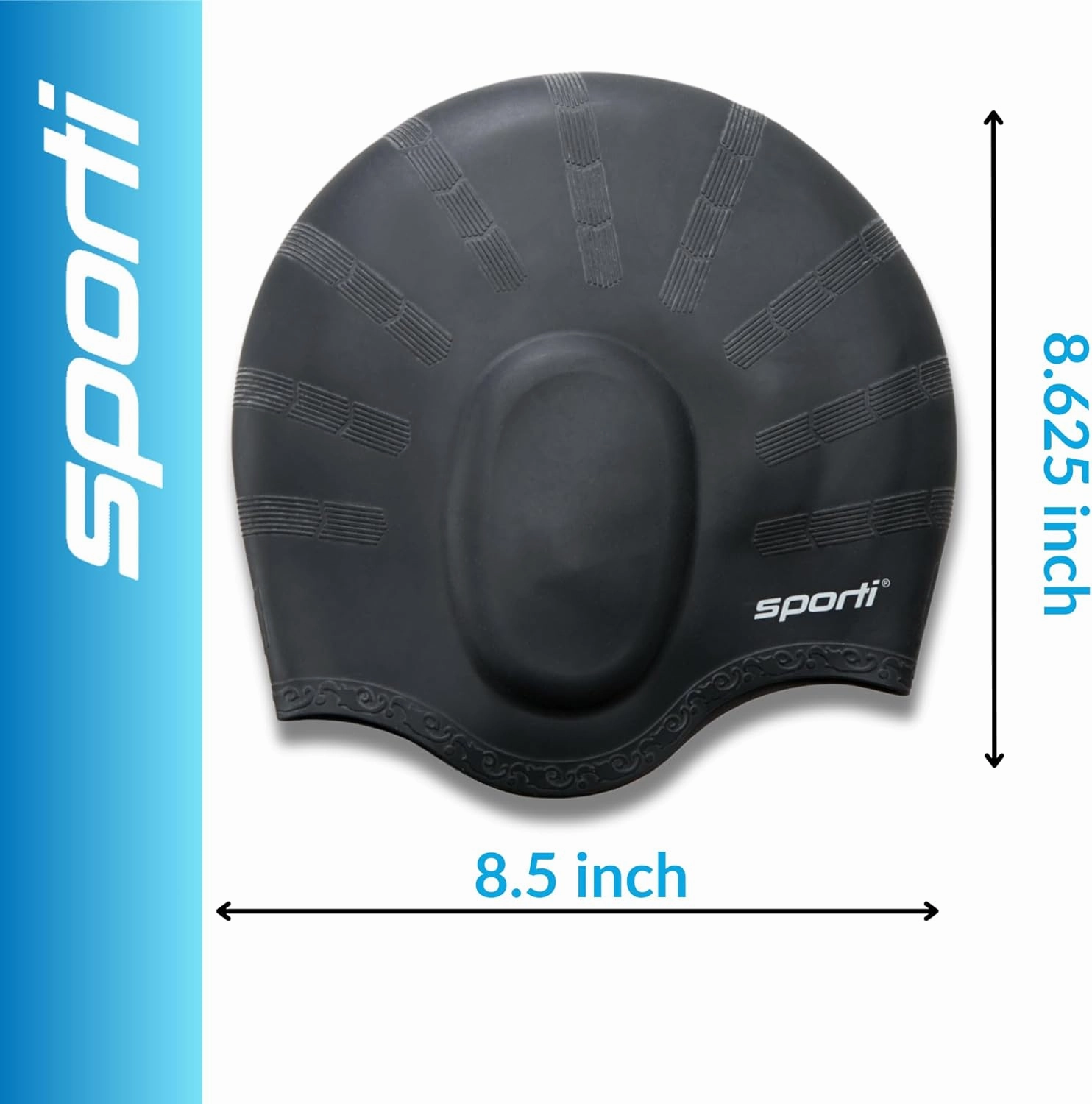 Sporti Solid Ear Protection Silicone Swim Cap
