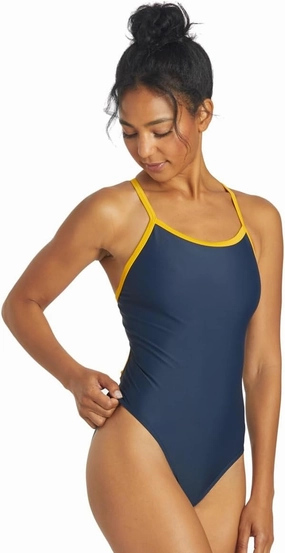 Sporti Thin Strap Athletic One Piece Swimsuit for Women - Solid Bathing Swimsuits for Competiton - Multi Color Selection