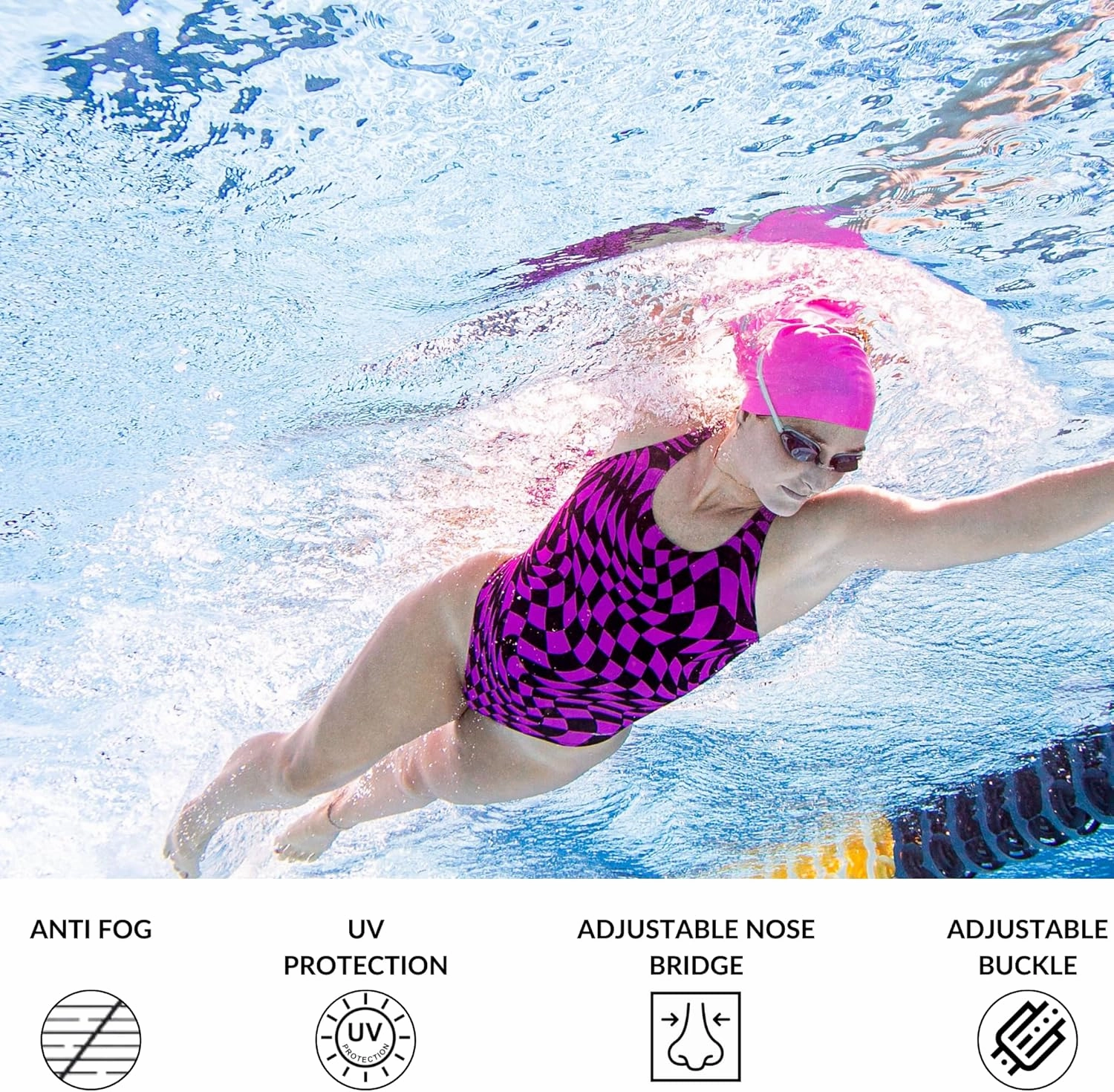 Sporti Unisex Adult Antifog Optical Goggle, Swimming Goggle -1.5D to -8.0D, Antifog Swim Goggles for Men & Women, Anti UV